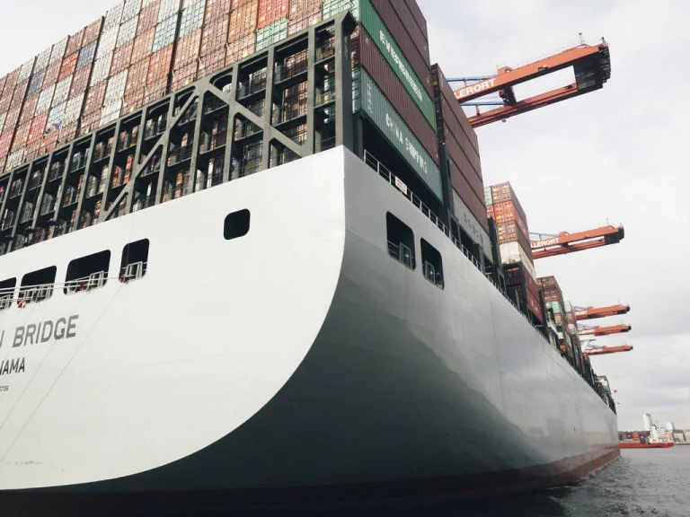 Shipping containers at a port